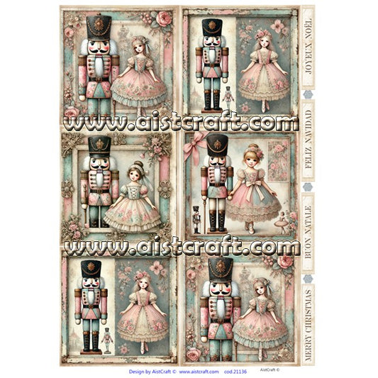 Decoupage Paper - Aistcraft - 21136 - Nutcracker and Marie - Rice Paper 7.63"x10.75"