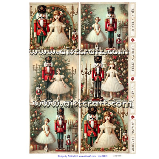 Decoupage Paper - Aistcraft - 21139 - Nutcracker and Marie - Rice Paper 7.63"x10.75"