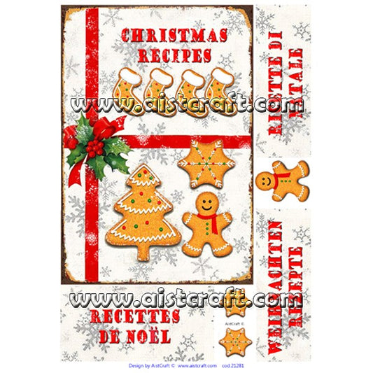 Decoupage Paper - Aistcraft - 21281- Christmas Recipes - Rice Paper 7.63"x10.75"