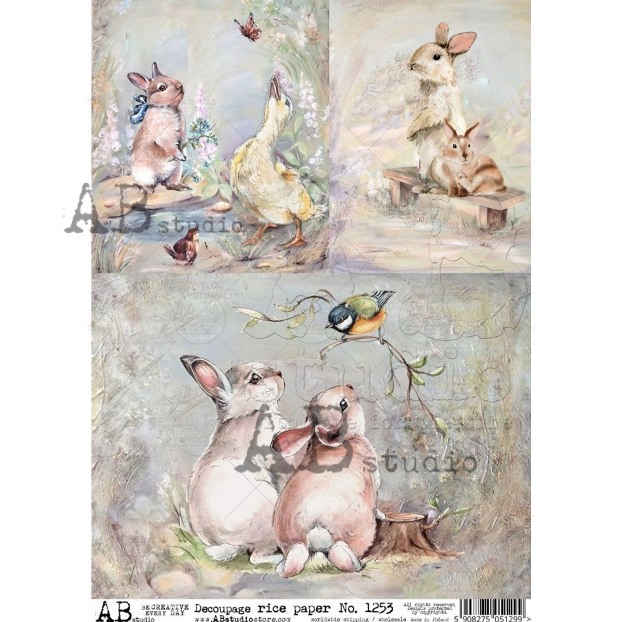 Decoupage Paper - ABstudio - A3 - AB1253 - 3 Pack Easter Scenes - Rice Paper
