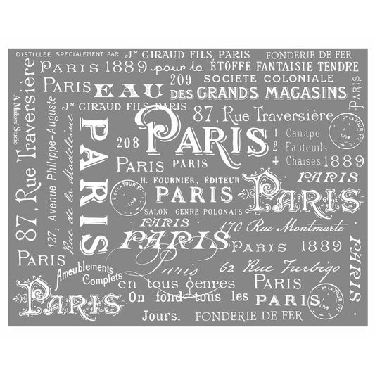 Stencils - A Makers Studio - Paris Font - 8.5" x 11"