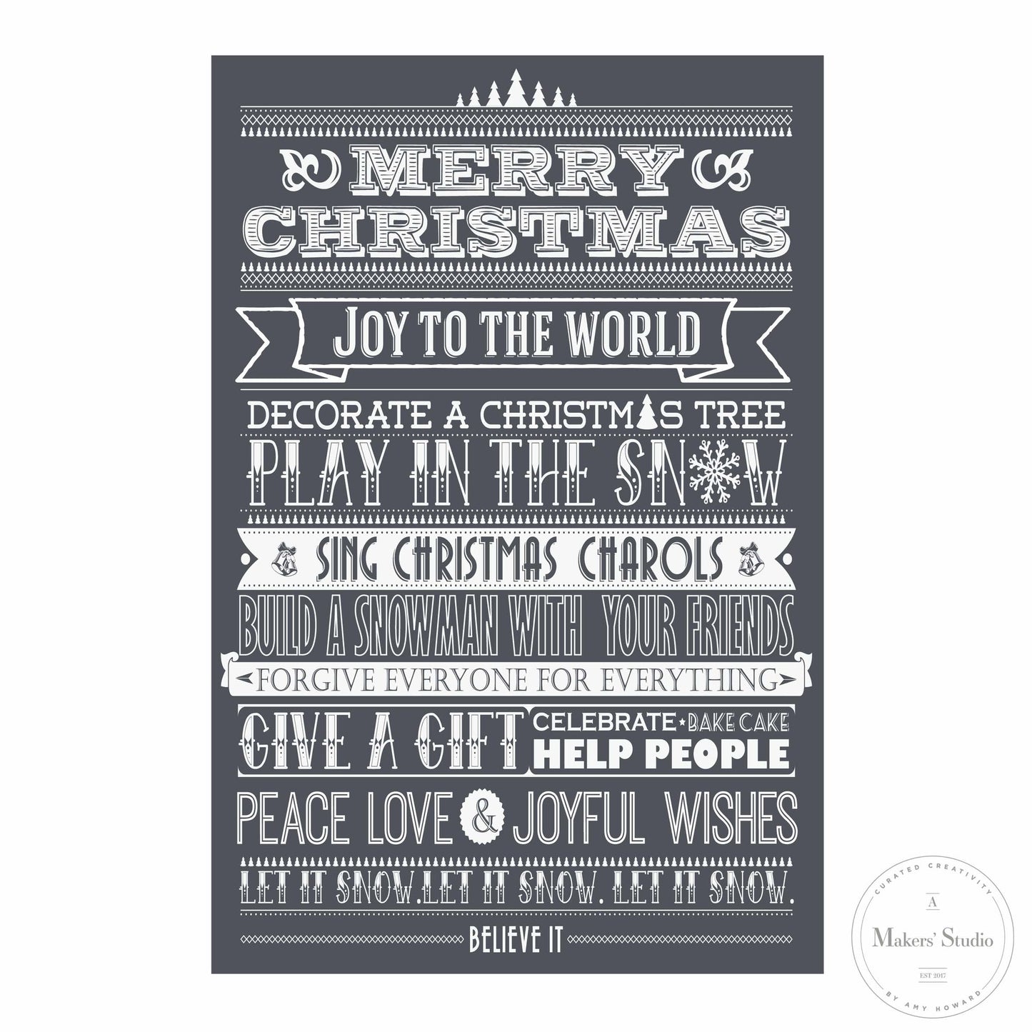 Stencils - A Makers Studio - Christmas to Do List - 12" x 18"