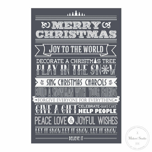 Stencils - A Makers Studio - Christmas to Do List - 12" x 18"
