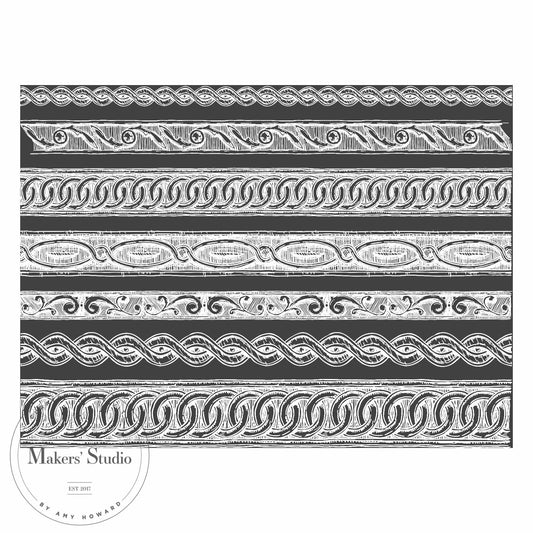Stencils - A Makers Studio - Baroque Borders - 8.5" x 11"