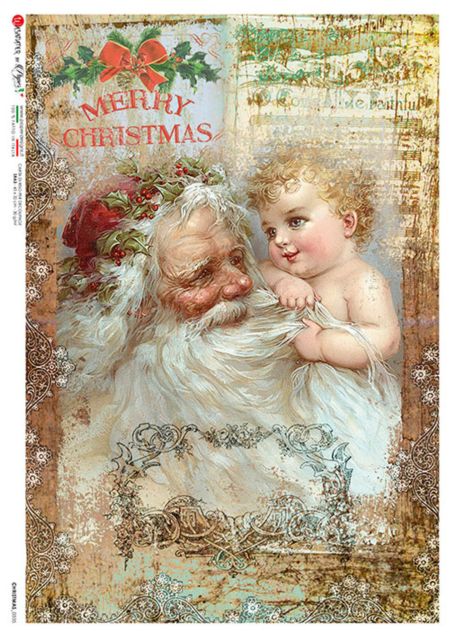 Decoupage Paper - Paper Design - A4 - PD0335 - Christmas Santa & Child- Rice Paper