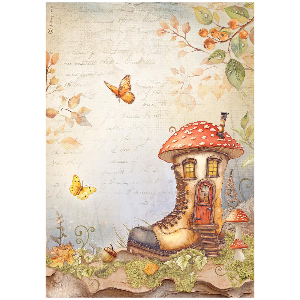 Decoupage Paper - Stamperia - A4 - DFSA41061- Whispering Woods-Boot House - Rice Paper (Copy)