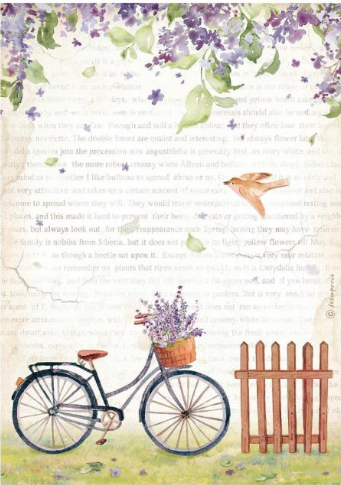 Decoupage Paper - Stamperia - A4 - DFSA4744 - Create Happiness-Welcome Home Bicycle - Rice Paper