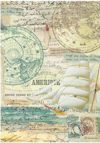 Decoupage Paper - Stamperia - A4 - DFSA4773 - Around the World - Sailing Ship - Rice Paper