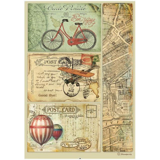 Decoupage Paper - Stamperia - A4 - DFSA4774 - Around the World - Postcards - Rice Paper