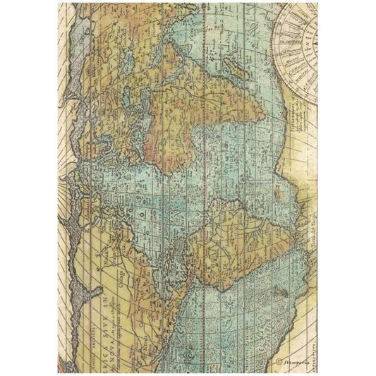 Decoupage Paper - Stamperia - A4 - DFSA4778 - Around the World - World Map- Rice Paper