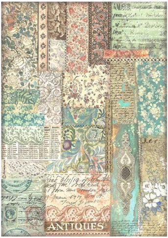 Decoupage Paper - Stamperia - A4 - DFSA4852 - Brocante Antiques-Fabric Patchwork - Rice Paper