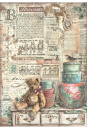 Decoupage Paper - Stamperia - A4 - DFSA4854 - Brocante Antiques-Teddy Bears