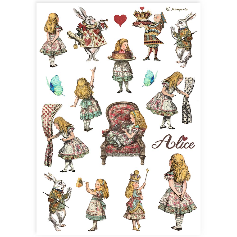 Decoupage Paper - Stamperia - A4 - DFSA4904 - Alice - Elements - Rice Paper