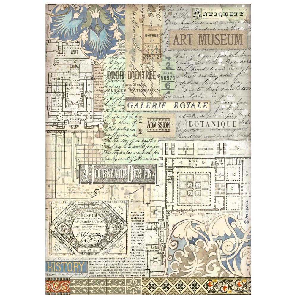 Decoupage Paper - Stamperia - A4 - DFSA4976 - Art of Travelling - Museum - Rice Paper