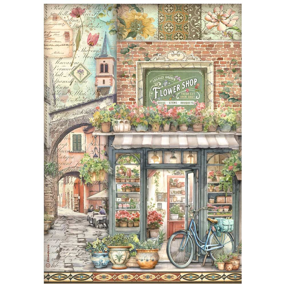Decoupage Paper - Stamperia - A4 - DFSA4977 - Art of Travelling -Farmers Marker - Rice Paper
