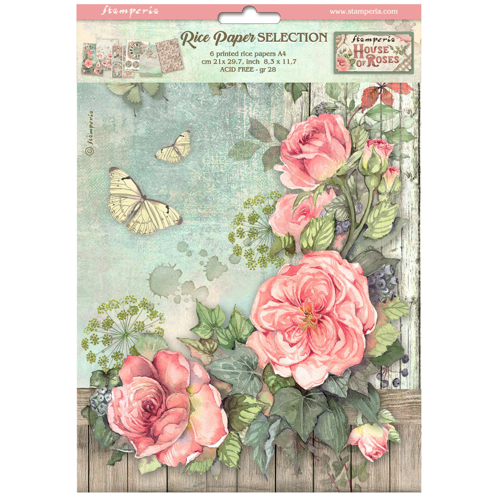 Decoupage Paper - Stamperia - A4 - DFSA4XHR- House of Roses - 6 Pack Selecton- Rice Paper