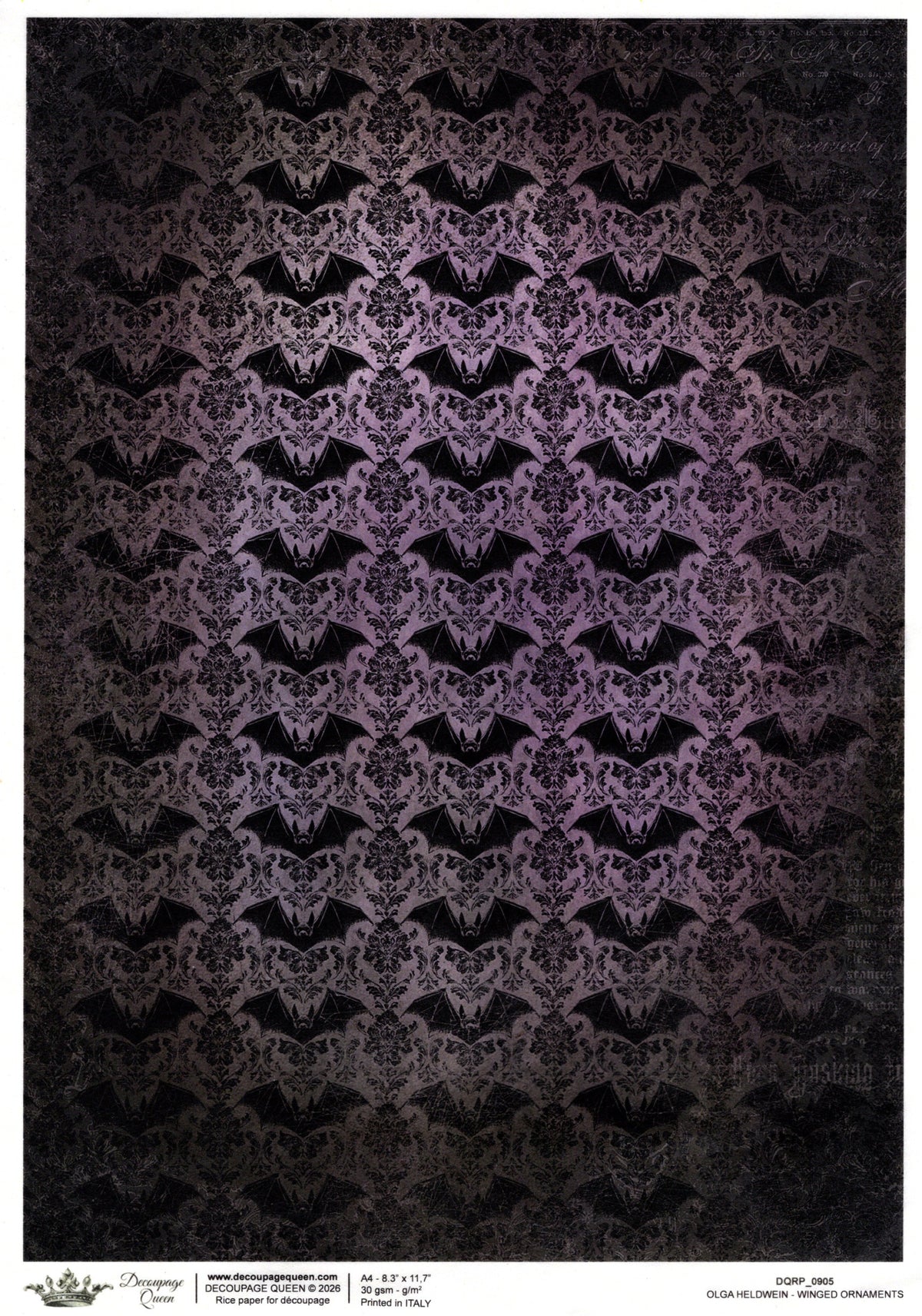 Decoupage Paper - DQ - DQRP0905 - Ravens's Archive - Winge Ornaments - Rice Paper