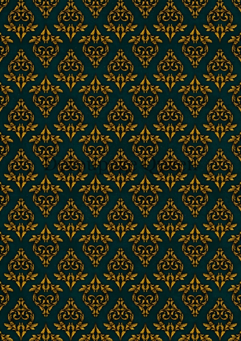 Decoupage Paper - DQ - DQRP0455 - Dainty and the Queen - Neo Victorial Wallpaper Damask Blue - Rice Paper