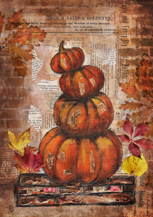 Decoupage Paper - DQ - DQRP0630 - Grunge Pumpkins - Rice Paper