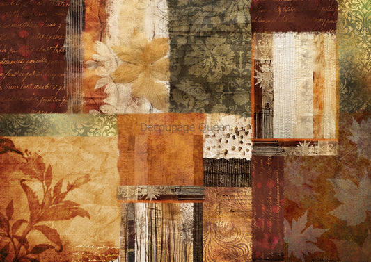 Decoupage Paper - DQ - DQRP0635 - Autumn Patchwork - Rice Paper
