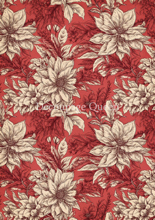 Decoupage Paper - DQ - DQRP0689 - A4 - Vintage Poinsettia