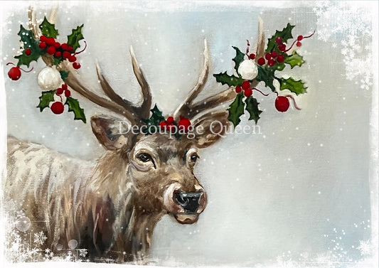Decoupage Paper - DQ - DQRP0701 - A4 - Teresa Rene Art - Snowy Elk Rice Paper