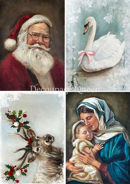 Decoupage Paper - DQ - DQRP0702 - A4 - Teresa Rene Art - Christmas 4 pack