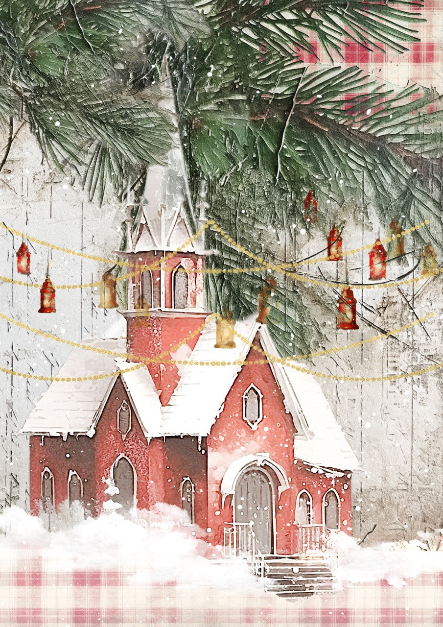 Decoupage Paper - DQ - DQRP0876 - Woodland Chapel-Christmas in the Village - Rice Paper