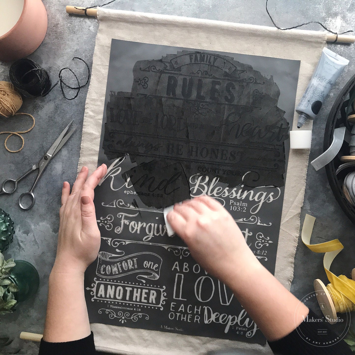 Stencils - A Makers Studio - Family Rules - 12" x 18"