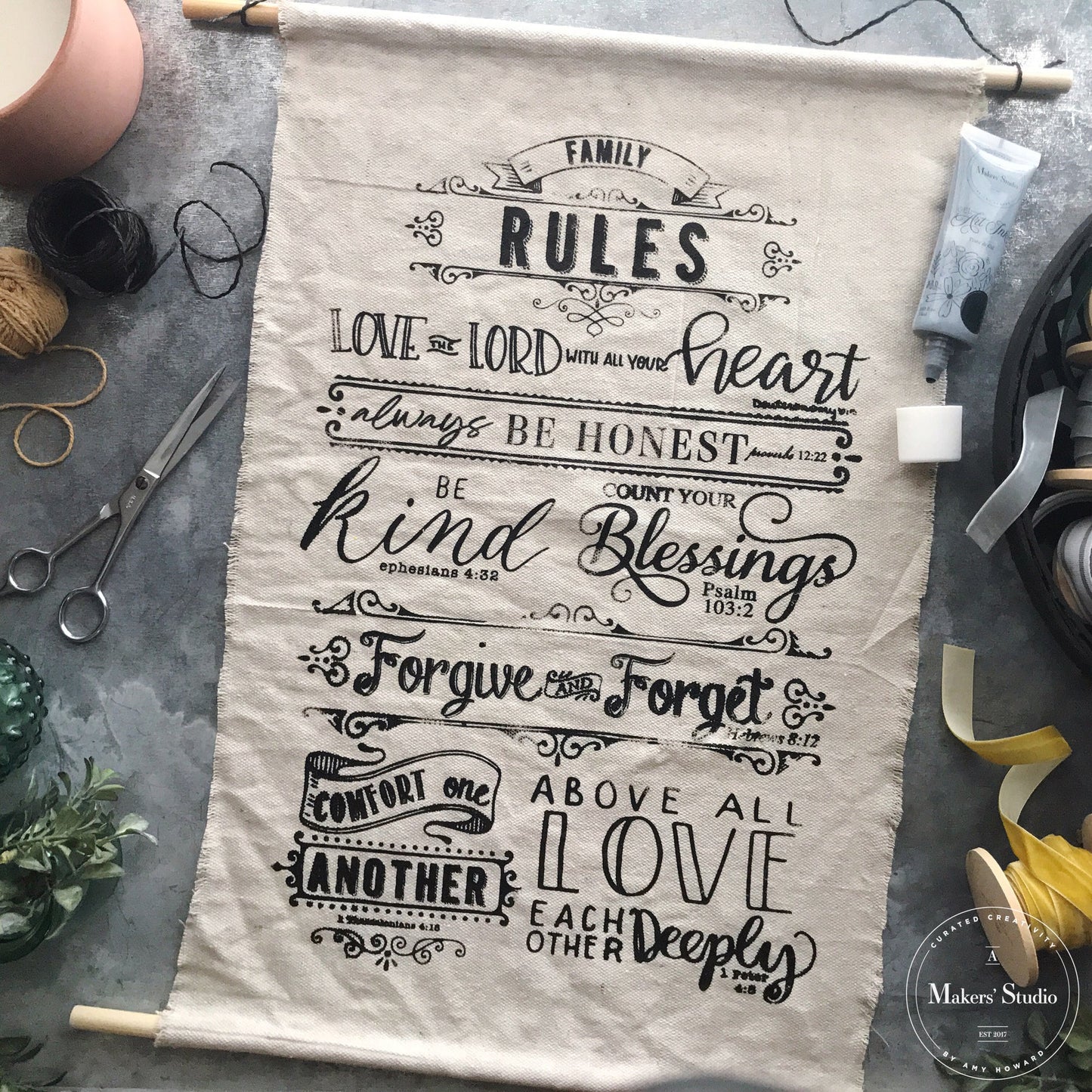 Stencils - A Makers Studio - Family Rules - 12" x 18"