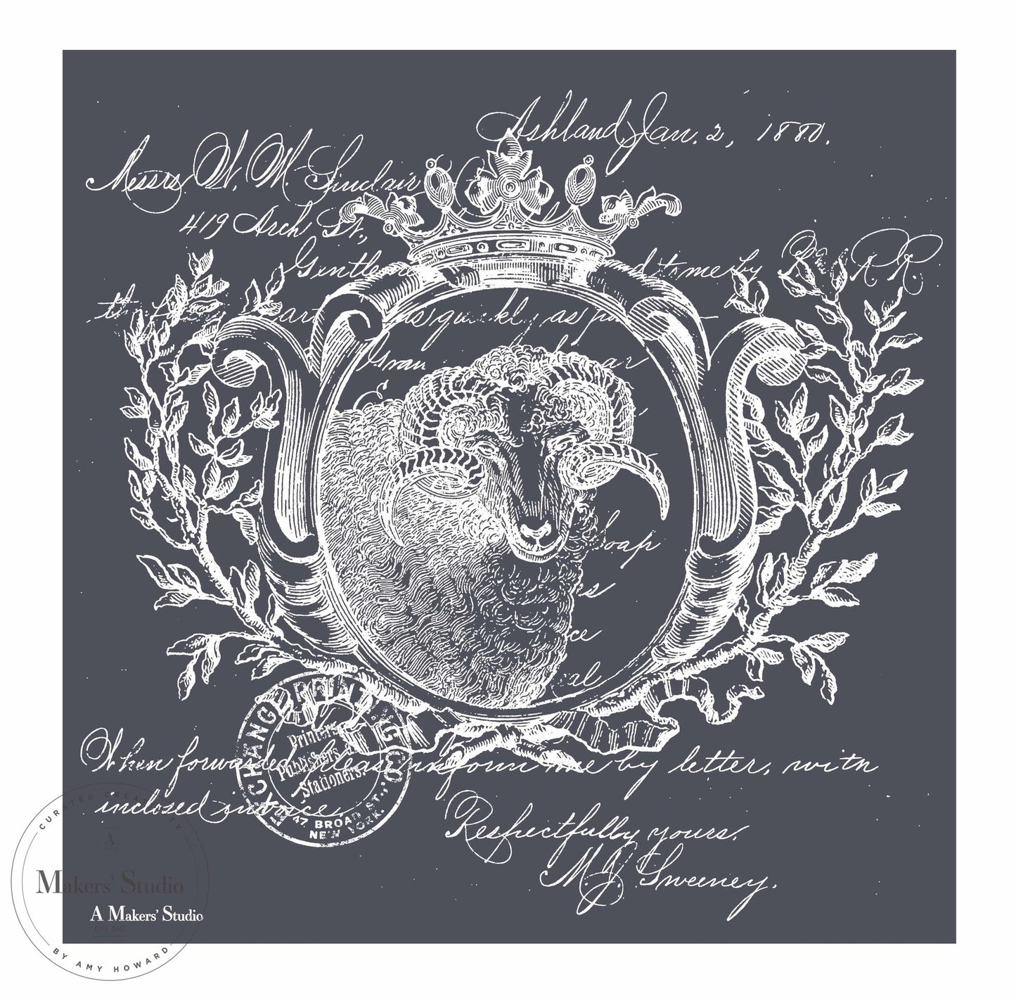 Stencils - A Makers Studio - French Ram - 8.5" x 11"