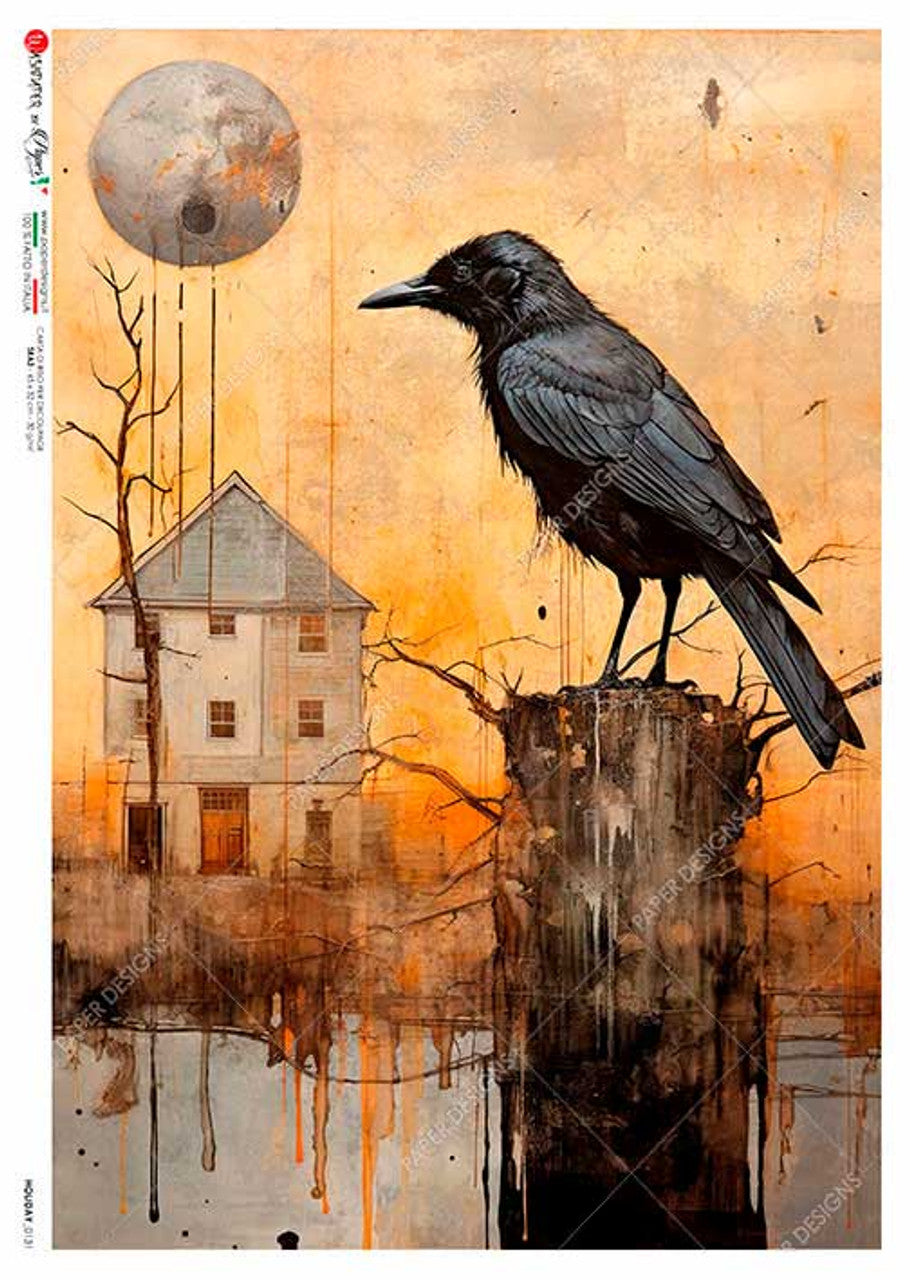 Decoupage Paper - Paper Design - A4 - PD0131 - Raven on the Lake - Rice Paper