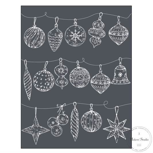 Stencils - A Makers Studio - Hang the Ornaments - 8.5" x 11"