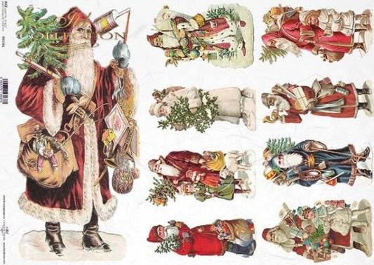 Decoupage Paper - ITD - A3 - R0156 - Christmas Santa 9 Set - Rice Paper