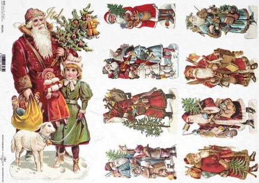 Decoupage Paper - ITD - A3 - R0154 - Christmas Santa 9 Set - Rice Paper