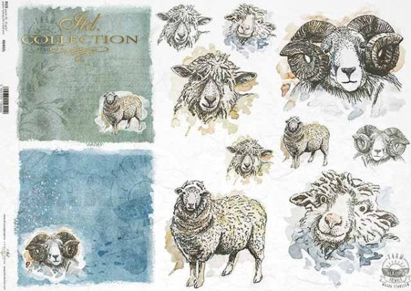 Decoupage Paper - ITD - A3 - R0402 - Sheep- Rice Paper