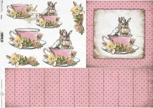 Decoupage Paper - ITD - A3 - R0428 - Teacup Pink Dot - Rice Paper