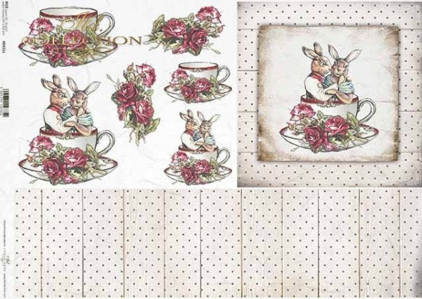 Decoupage Paper - ITD - A3 - R0431 - Teacup White Dot - Rice Paper