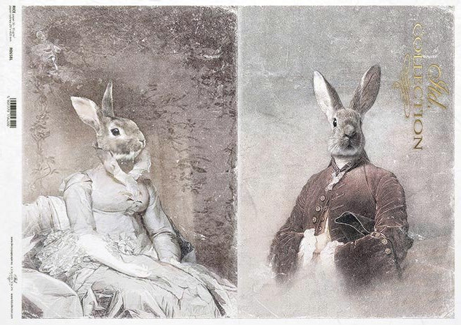 Decoupage Paper - ITD - A3 - R0658 - Bunny Costume Beige & Brown - Rice Paper