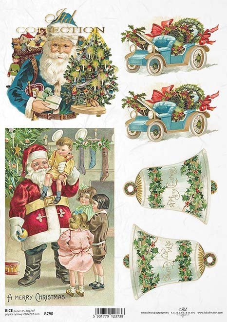 Decoupage Paper - ITD - A4 - R0790 - Santa Bells - Rice Paper