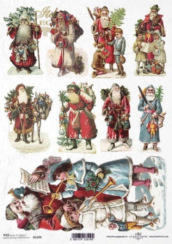 Decoupage Paper - ITD - A4 - R1299 - Christmas Santa Set 9 - Rice Paper