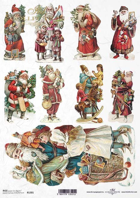 Decoupage Paper - ITD - A4 - R1301 - Christmas Santa Set 9 - Rice Paper