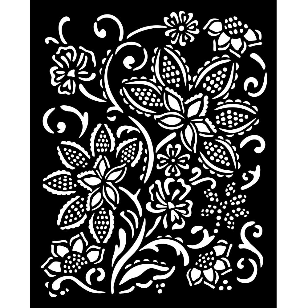 Stencils - Stamperia - KSTD180 - 20X25cm (8"x10")-Timeless-Batik Flowers