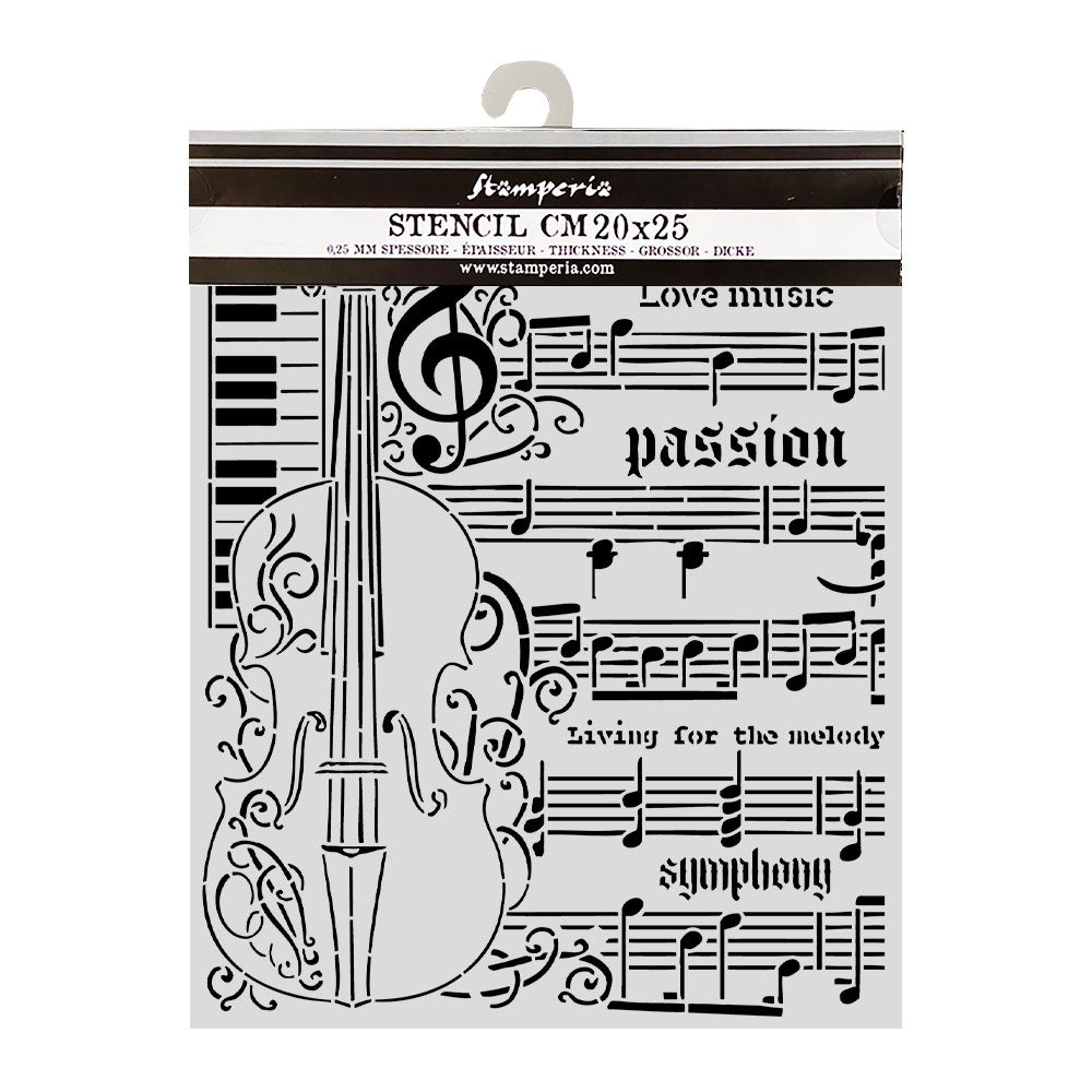 Stencils - Stamperia - KSTD210 - 20X25cm (8"x10")-Symphony-Symphony,Violin