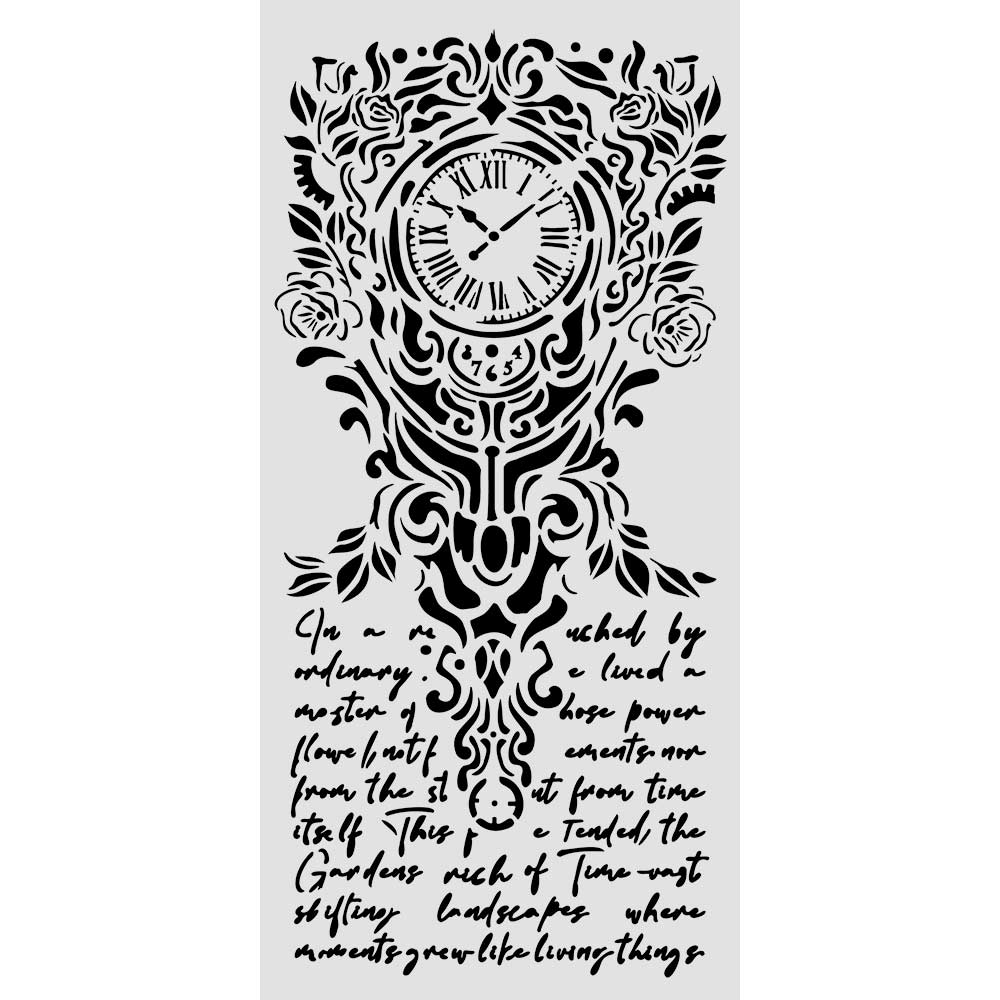 Stencils - Stamperia - KSTDL157 - 12X25cm (5"x10")-Gardens of Time-Clock&Writing