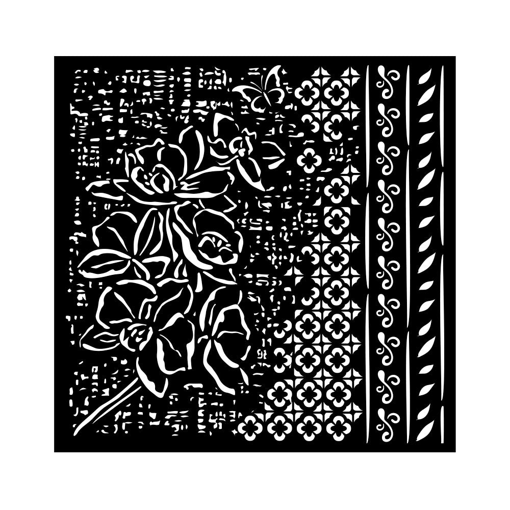 Stencils - Stamperia - KSTDQ101 - 18X18cm (7"x7") - Orchids and Cats - Pattern