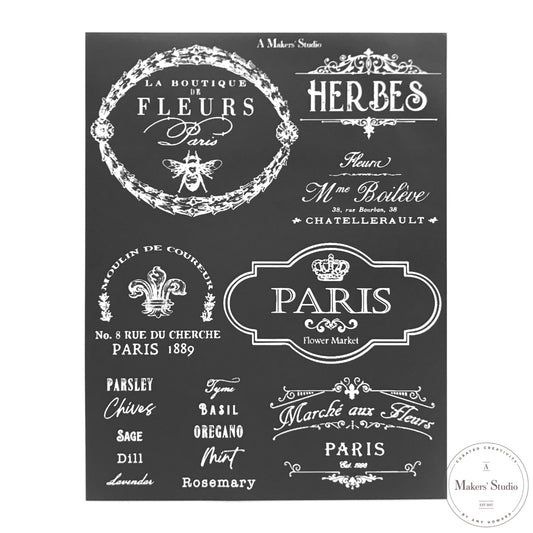 Stencils - A Makers Studio - Le Fleur - 8.5" x 11"