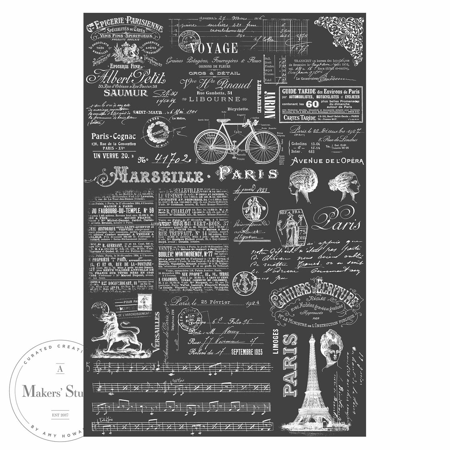 Stencils - A Makers Studio - Marseilles Paris - 12" x 18"