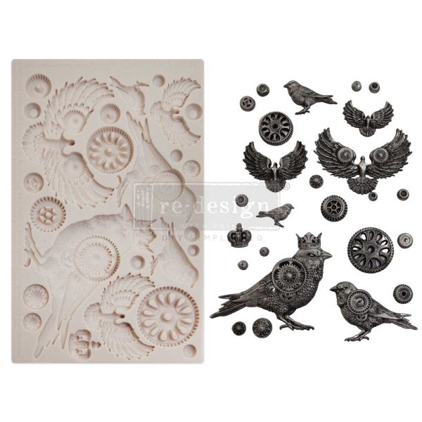 Decor Moulds - redesign - Clockwork Sparrows (Finnabair) - 5"x8"x8mm