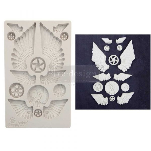 Decor Moulds - redesign - Cogs and Wings - 5"x8"x8mm